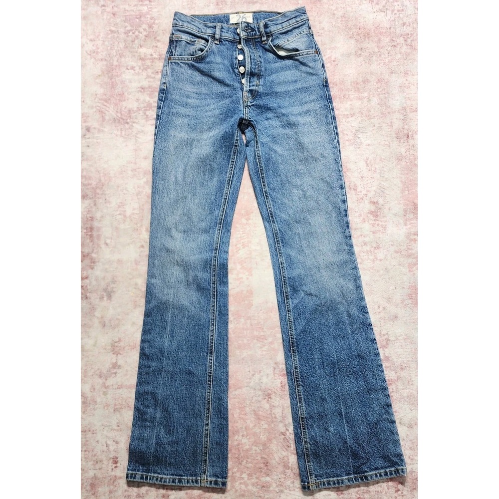 Free People-We The Free French Girl Flare Button Fly denim jeans sz 26